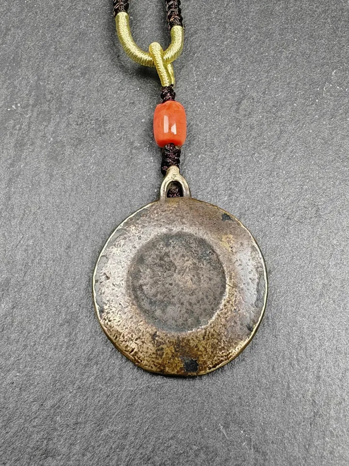 Gandhanra Old Tibetan Buddhist Amulet Badge,Shou-lao, Star of Longevity,Made of Thokcha,Protection Necklace,Spiritual Gift