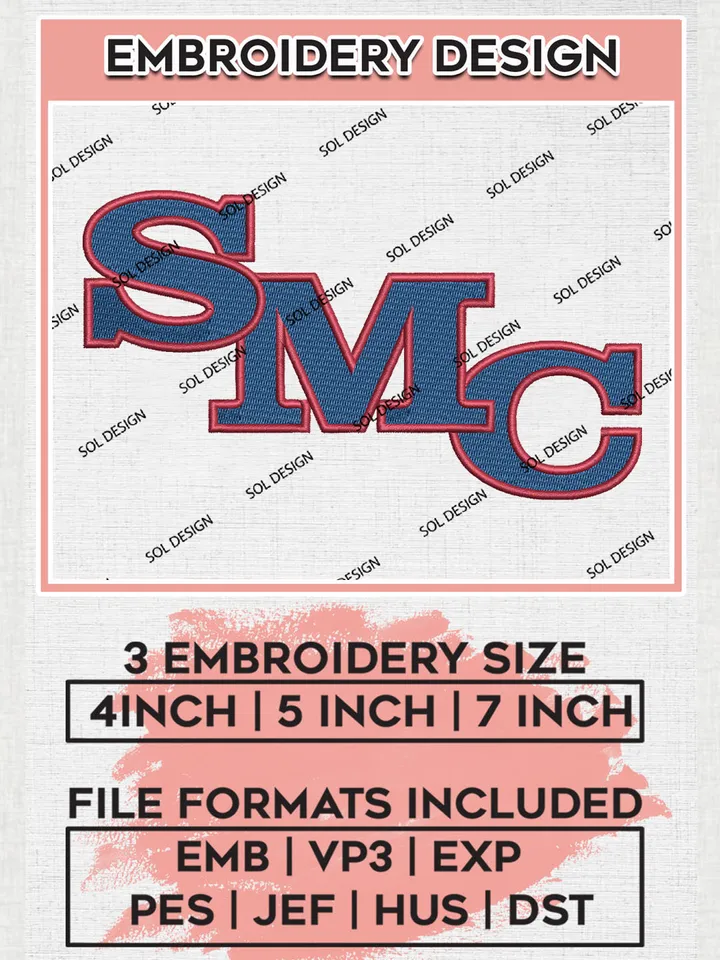 NCAA SMC Gaels College Team Logo Embroidery Design Files, NCAA Saint Marys Gaels Machine Embroidery, NCAA Teams, Game Day, 3 sizes, NCAA Machine embroidery designs, Digital Download