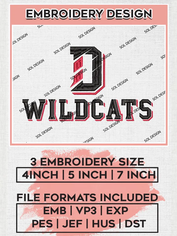 NCAA Davidson Wildcats Team Word Logo Embroidery Design Files, NCAA Davidson Wildcats Machine Embroidery, NCAA Teams, 3 sizes, NCAA Machine embroidery designs, Digital Download