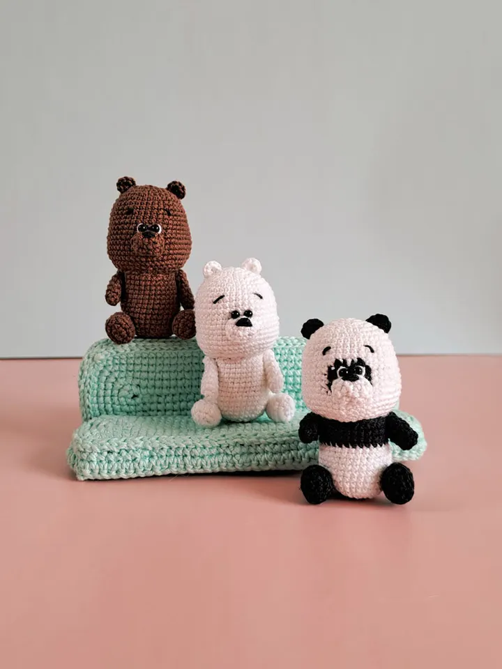 Crochet three bears, crochet panda, crochet bear
