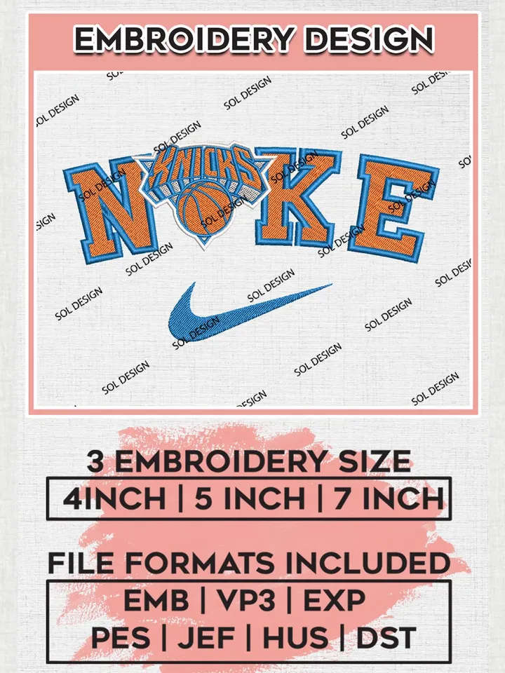 Nike New York Knicks Machine Embroidery Designs, NBA New York Knicks Embroidery Design Files, NBA Knicks Logo, NBA Machine Embroidery Designs, NBA Embroidery Designs, Digital Download