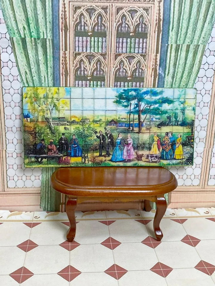Dollhouse panel. 1:12. Handcrafted. Imitation tiles. Wall panel. Miniature dollhouse.
