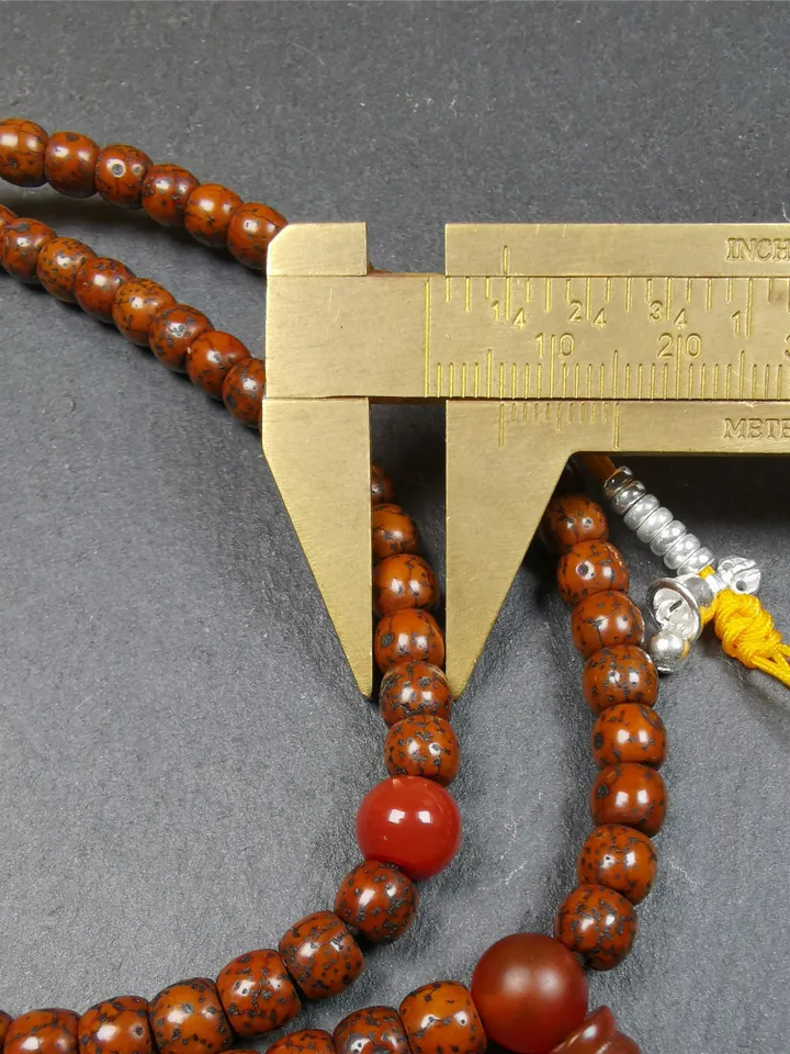 Gandhanra Old 108 Tibetan Lotus Seed Beads Mala,Prayer Beads Necklace for Meditation,Diameter 0.24&quot;, Circumference 22.8&quot;