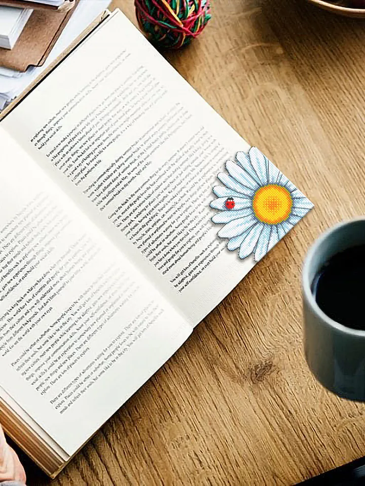 Corner bookmark cross stitch pattern PDF download Chamomile cross stitch chart, Flower bookmark pattern digital PDF Bookmark for women #B314