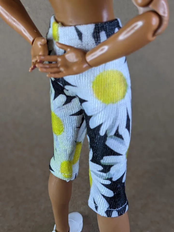 Floral printed elastic long shorts for for 12 inch fashion male dolls