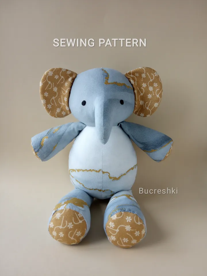 Stuffed Elephant Sewing Pattern PDF