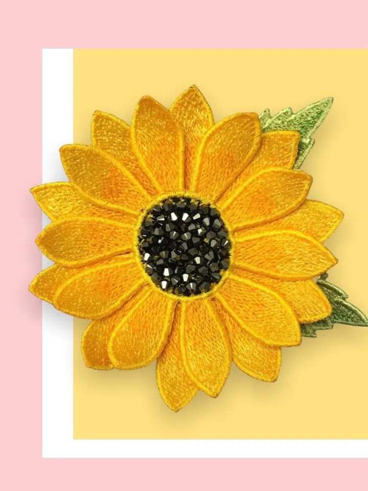 Sunflower Brooch Hairpin FSL Machine embroidery design Digital embroidery pattern Free standing lace flower file