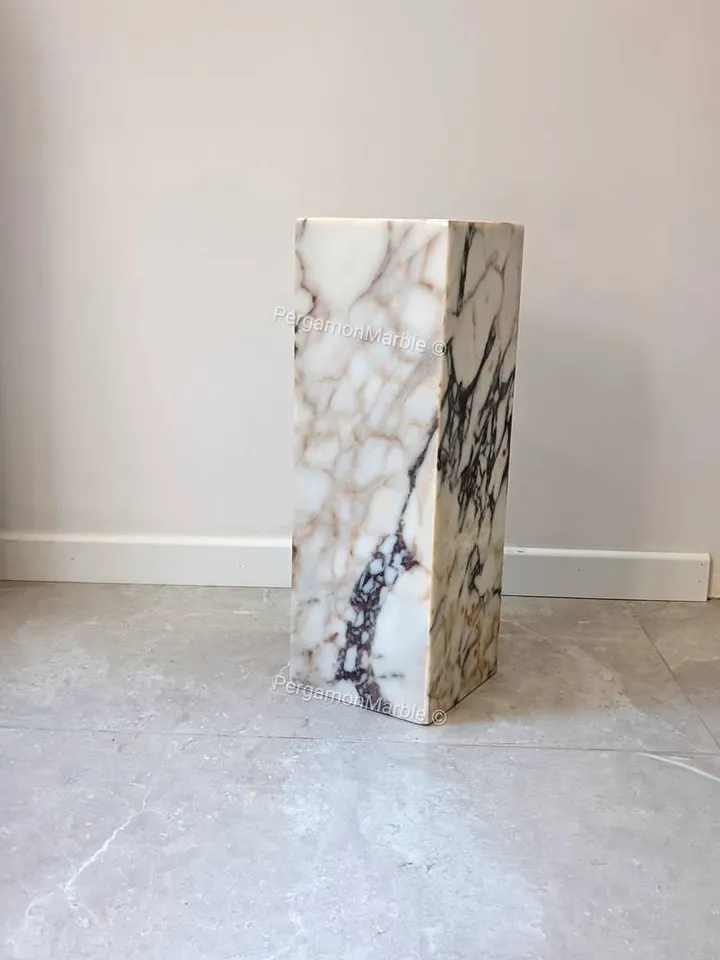 Calacatta Viola Marble side table,plinth italian marble 100% handmade, cube marble, calacatta plinth 1 PCS