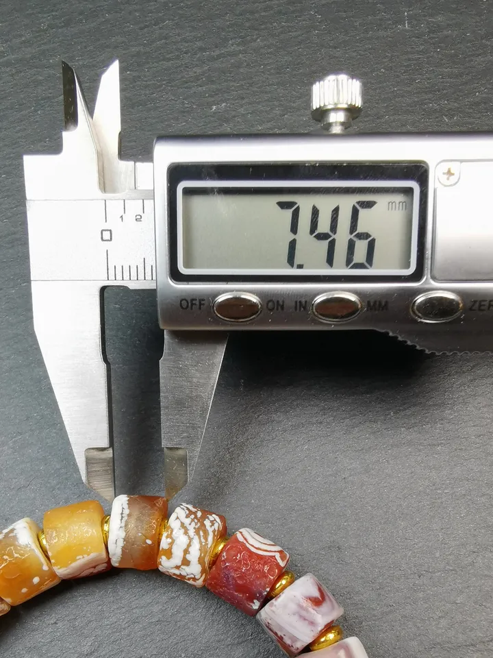 Gandhanra Tibetan Sugar Agate Beads Wrist Mala, Unique 11mm Cylinder Carnelian Bracelet