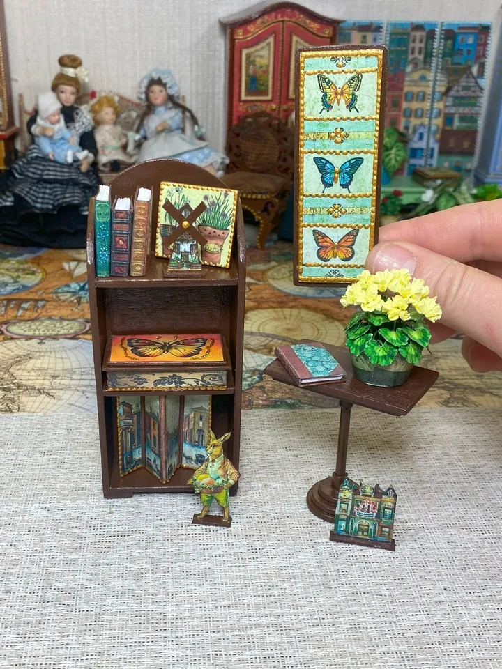 Set of furniture with accessories. 1:12. miniature dollhouse. Furniture for dolls.