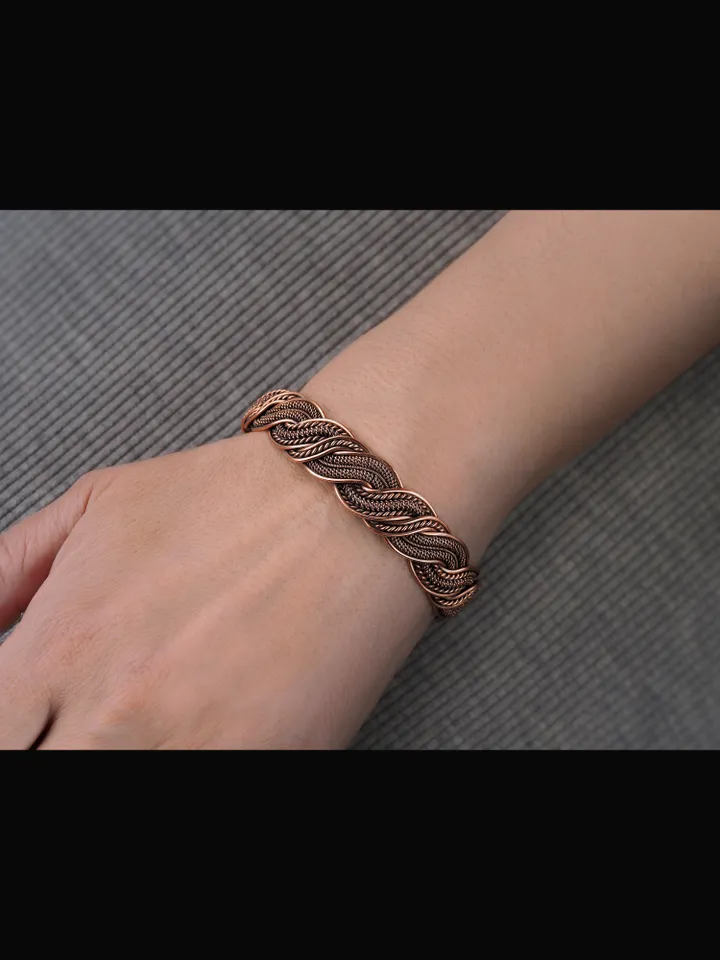 Woven copper wire bracelet Antique style handcrafted copper jewelry Unique gift