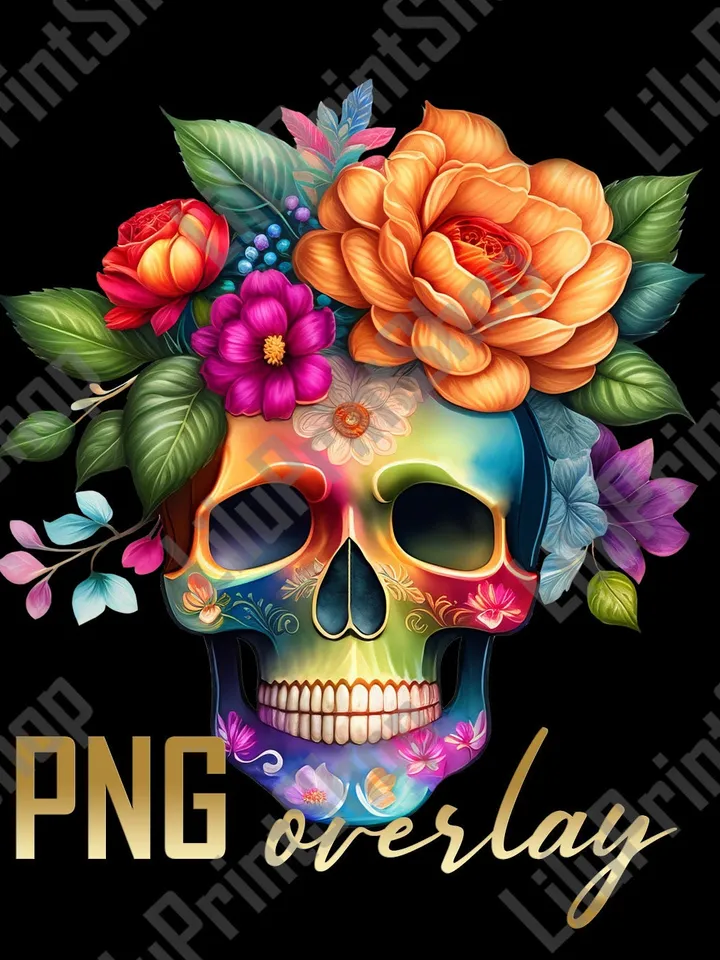 Sugar skull clipart Candy skull png Cinco de Mayo Calavera for Day of the dead, Dia de los muertos digital instant download