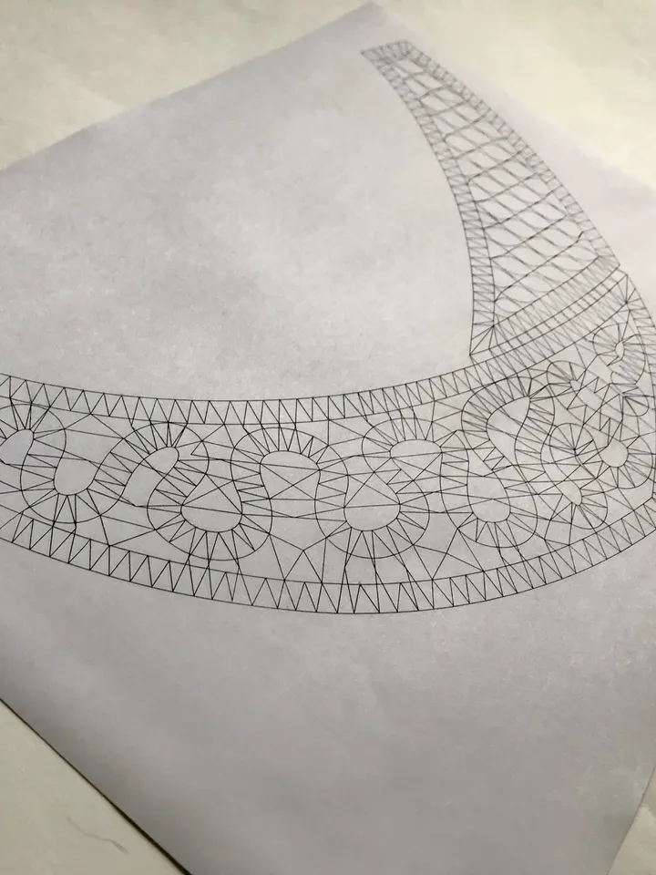 Bobbin lace Snake pattern collar Printable PDF pattern