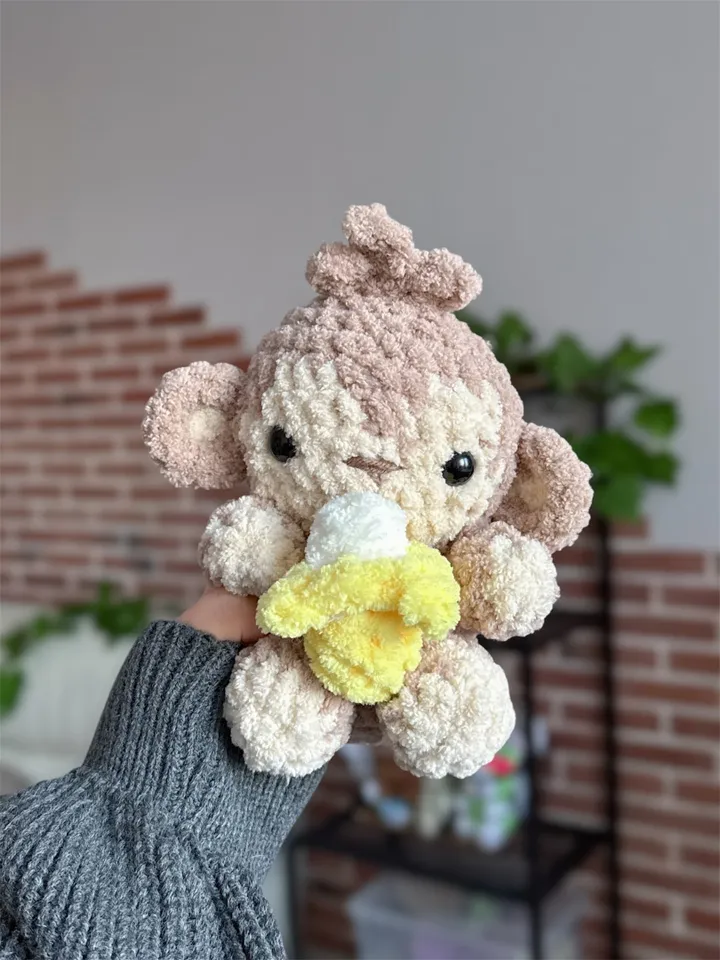 Chubby monkey crochet pattern, PDF file crochet pattern monkey fith banana amigurumi animal