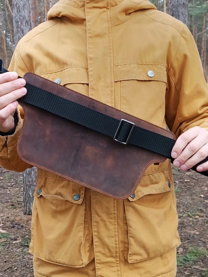PDF Pattern for men's leather chest bag - pattern for men's sling bag - Download PDF & video TUTORIAL