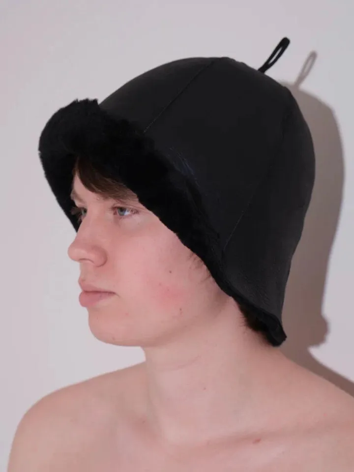 Genuine shearling fur unisex man woman sauna hat | great gift | real sheepfur cap