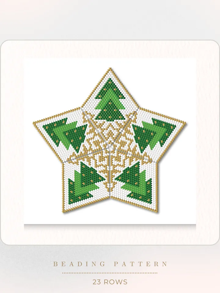 Peyote Star Pattern Christmas Tree, Winter Beaded Star Pattern, Seed Bead Ornament