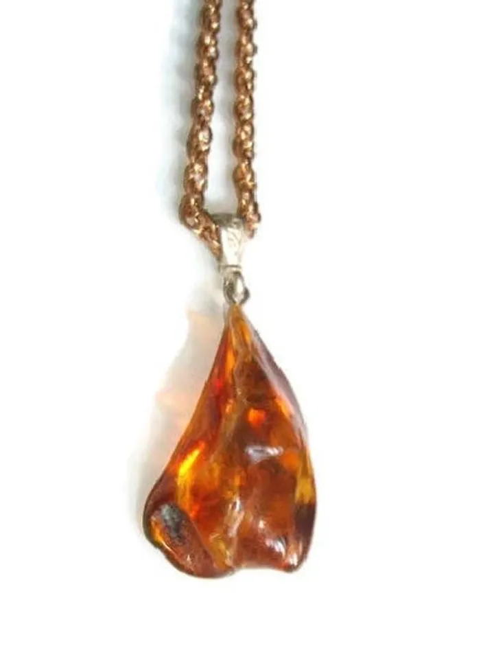 Amber Amulet Stone Pendant Gold Chain Necklace Natural Baltic Amber Jewelry For Women and Men Protection jewelry
