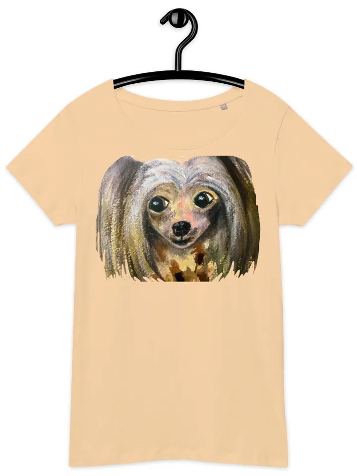 Chinese crested dog Women’s basic organic t-shirt made with my original watercolor painting,unique wearable gift for animals ,dogs lovers.