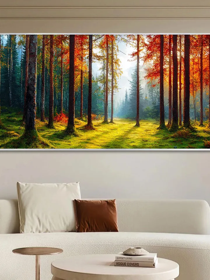 Original Autumn Forest Oil Painting On Canvas, Fall Colors Landscape Art, Nature Wall Art, Woodland Scene, Original Artwork, Forest Path Art