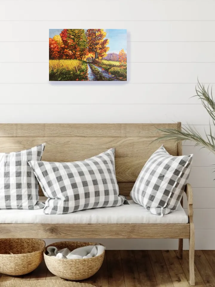 Golden Autumn Painting, Original Vermont Oil Painting on Canvas, Fall Trees Wall Art