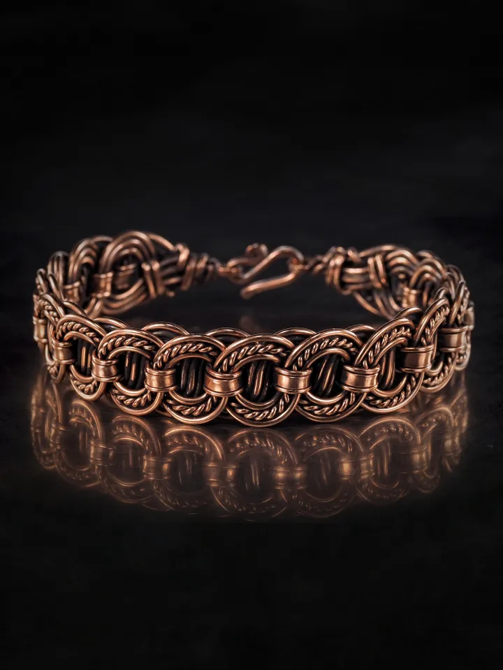 Woven copper wire bracelet Antique style handcrafted copper jewelry Unique gift