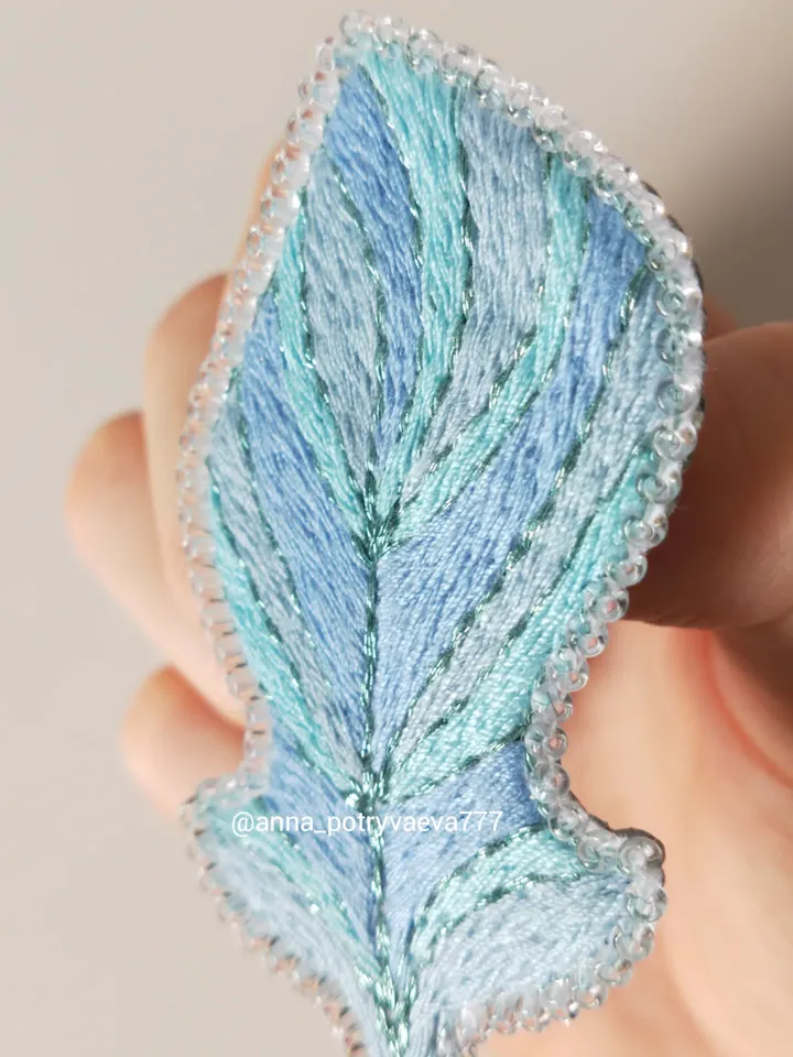 Brooch "Blue leaf"