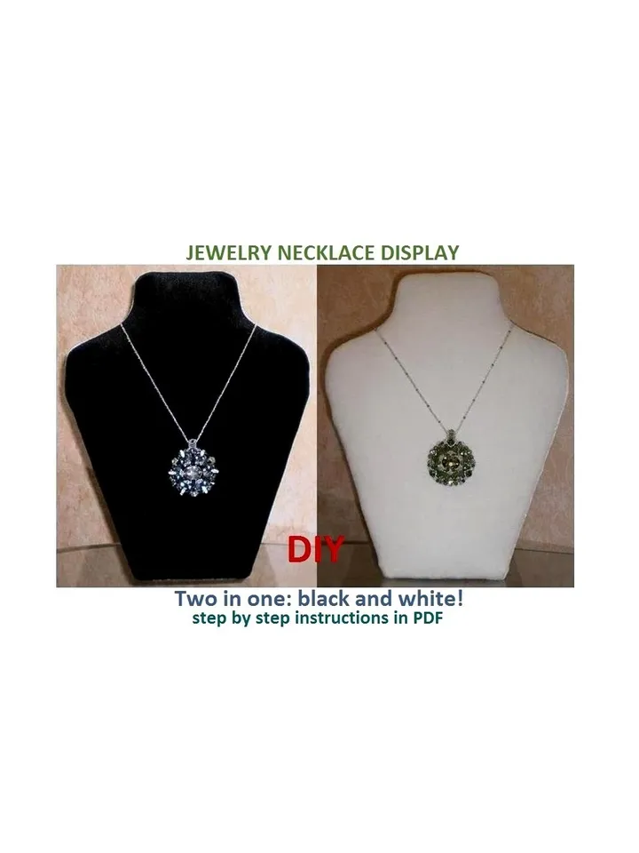 Tutorial necklace display bust, Make a Vendor Display, DIY Jewelry display, Two in one: Black and White! Step by step instructions in PDF