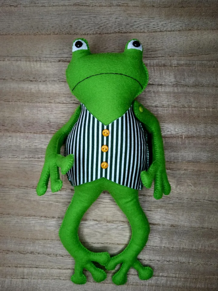 Mr. Frog, Frog Gentleman, Green Toad Toy, Toad, Felt Frog, Felt Toy