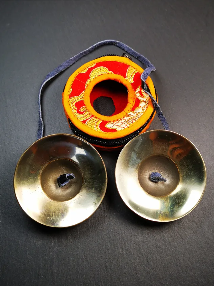 Gandhanra Customized Engrave Tibetan Cymbals,7cm / 2.75" Tingsha Bell,Buddhism Ritual Implement,Handmade in Nepal,Shiny Color