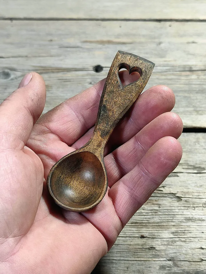 Handmade willow coffee scoop, 9th wedding anniversary gift, Rustic wooden coffee spoon
