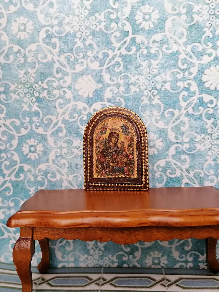 Miniature icon. Christmas icon.1:12 scale.Dollhouse miniature. Christmas. 1:12.Handmade. Ancient icon.