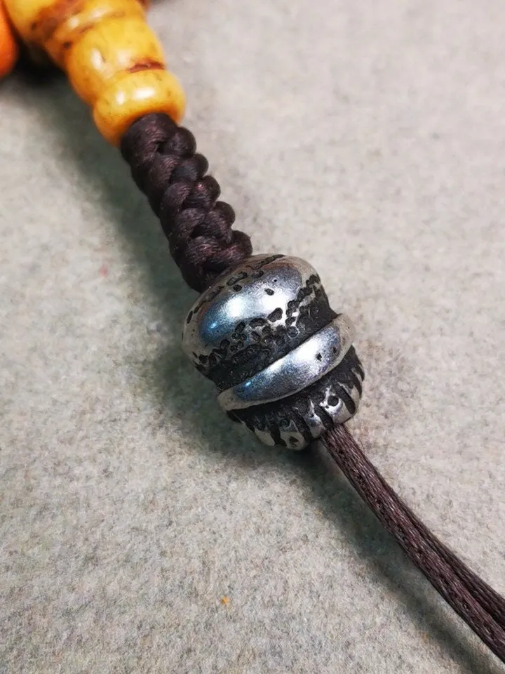 Gandhanra Handmade Tibetan Amulet,Skull Citipati Pendant Bead,Spacer Bead for Mala,Bag Hanging,Prayer Bead Accessories,0.48" × 0.4"