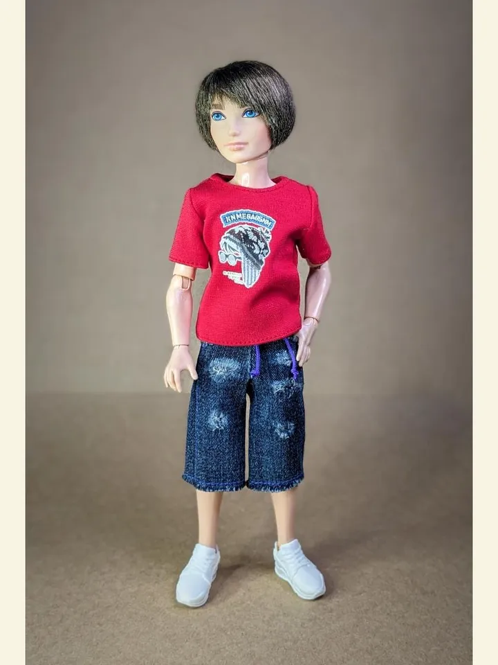 Handmade distressed denim shorts for 11.5 inch fashion male doll