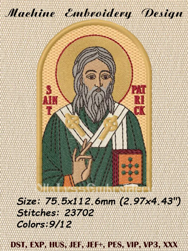 Saint Patrick Of Ireland embroidery design
