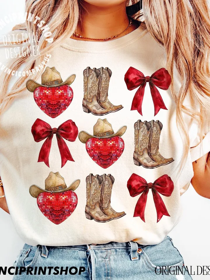 Howdy Valentine png, Western Valentines png, Valentines Coquette Bow png, Love png, Western png, Country Valentines png, Cowgirl png design