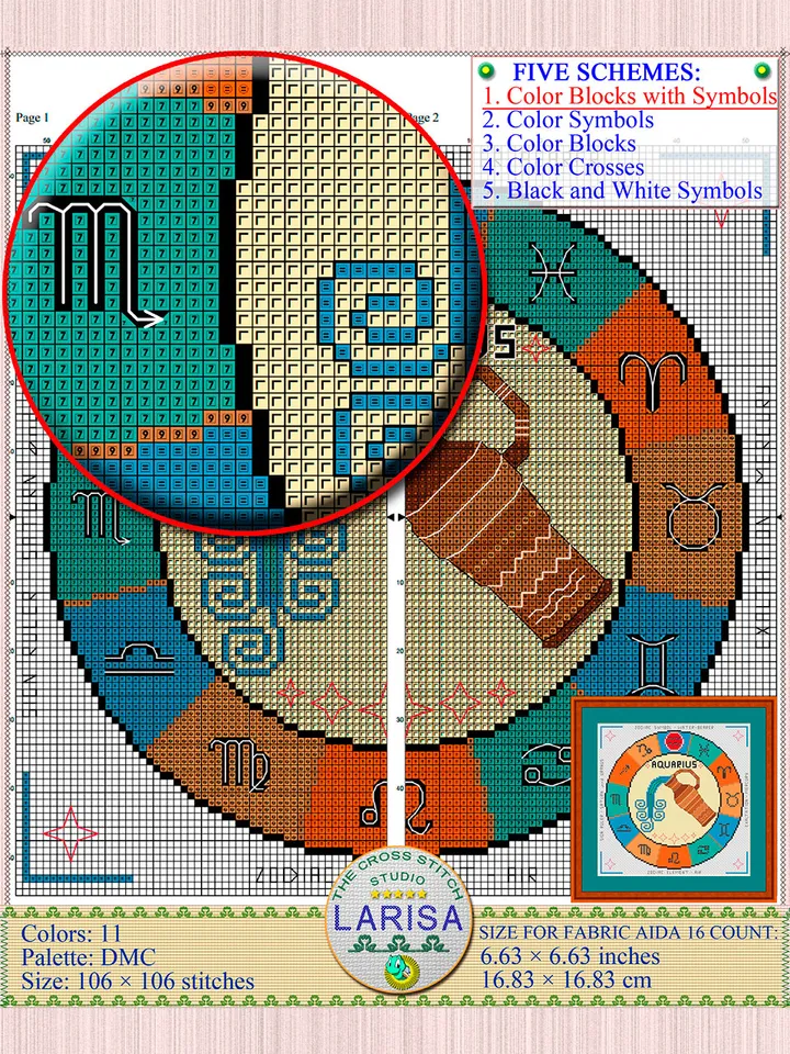 Aquarius Cross Stitch Pattern | Aquarius Zodiac Sign