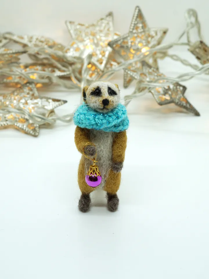 Robbie the meerkat, miniature needle felted meerkat, Christmas gift, needle felted animal, made to order