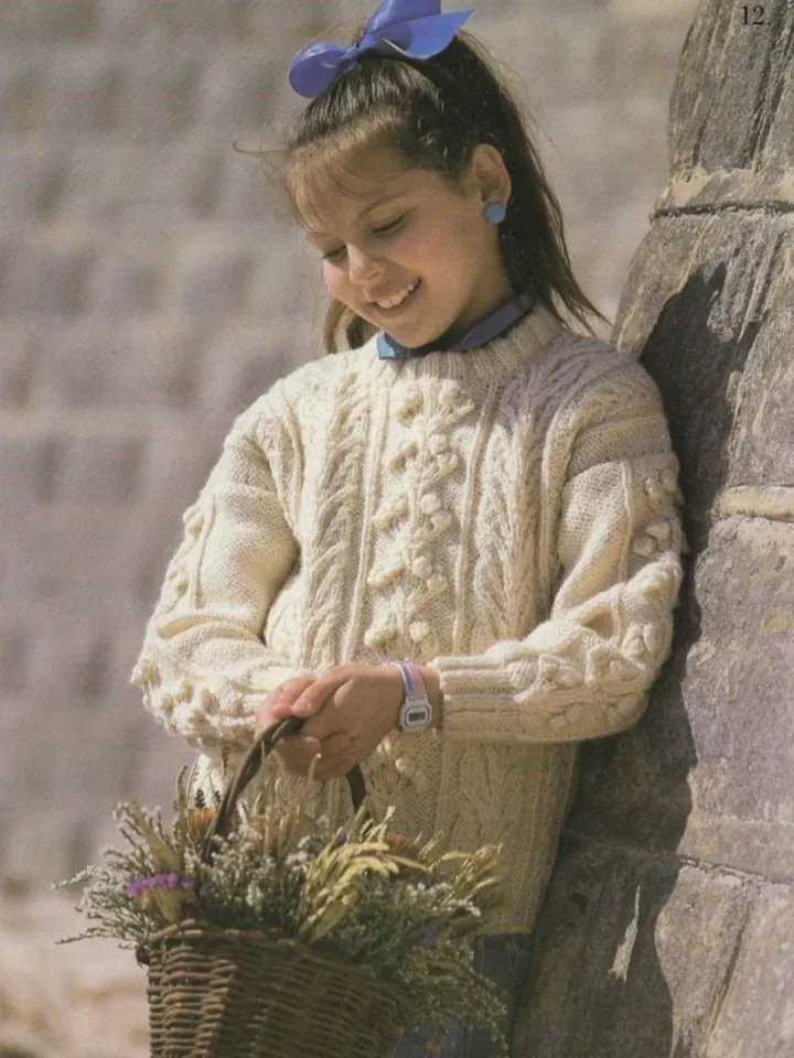 Children sweater knitting pattern, aran sweater children, easy sweater children knitting patterns size 24-34 inc