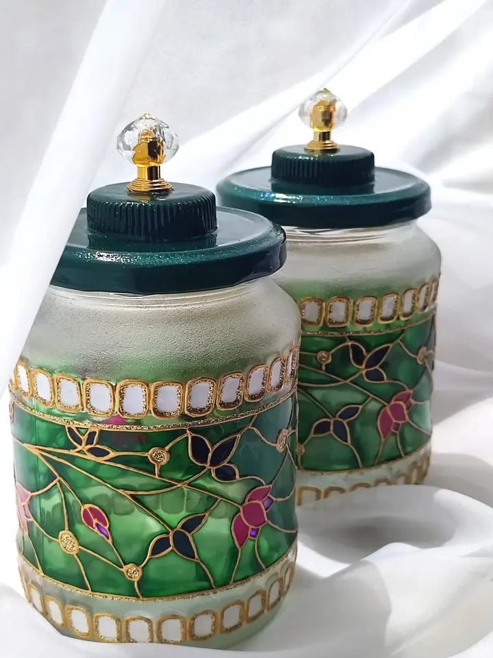 Jars with stained glass painting/handmade (price per 1 pc.)