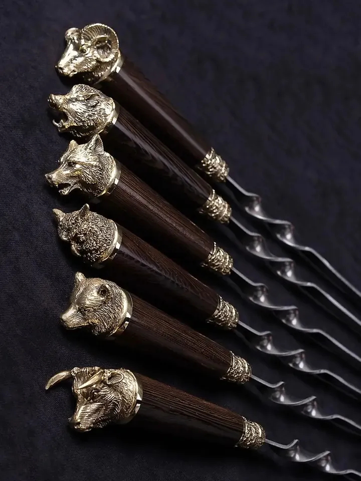 Gift set of skewers with wooden handle.