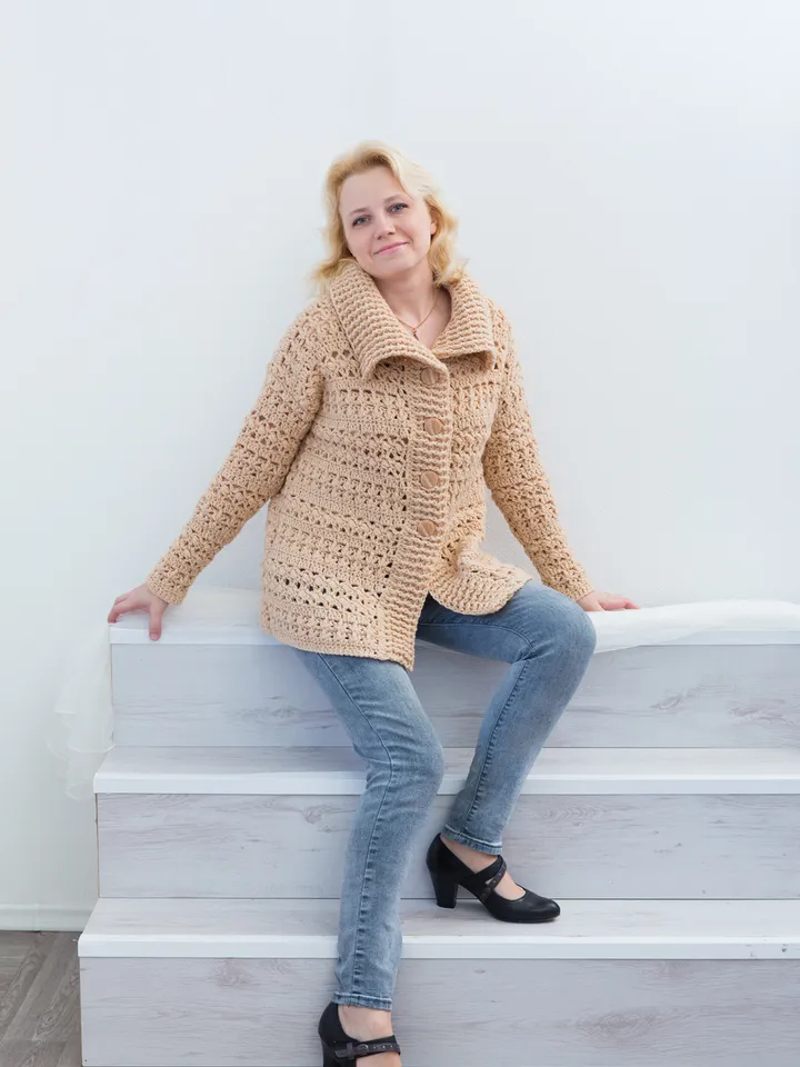 Warm Button Cardigan Crochet Pattern