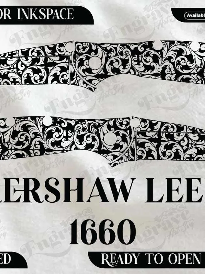 kershaw Leek 1660 Scrolling design,lasercut,laserengraving,fiberlaser,engravingfiles