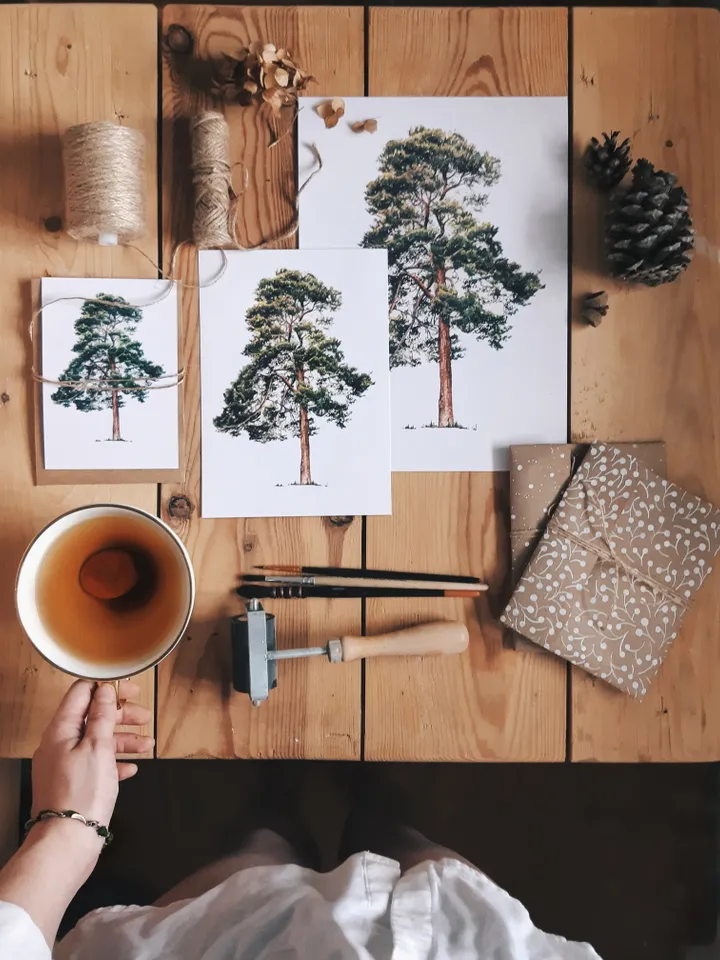 Watercolor poster "PINE TREE"