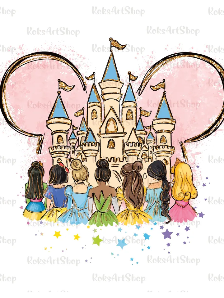 All princess Watercolor Princess PNG, Princess clipart png, Family vacation clipart, Family vacation png, Family trip, All princess design
