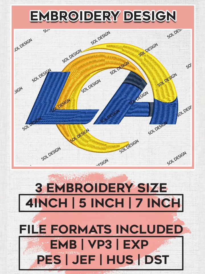 NFL Los Angeles Rams Machine Embroidery Designs, NFL Rams, NFL Embroidery Designs, NFL Los Angeles Rams Machine Embroidery Design, Digital Download