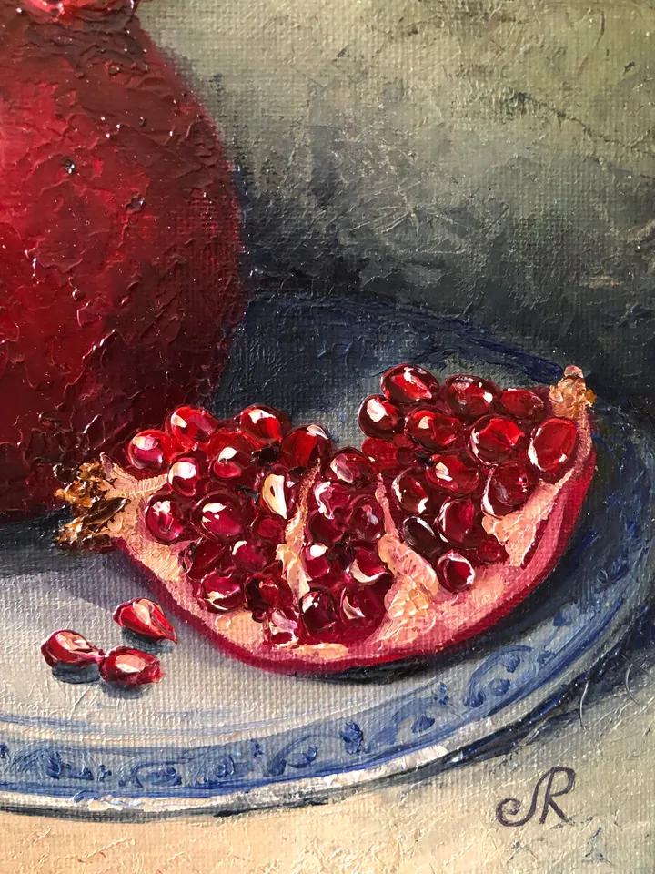Fruits Oil Painting Original Kitchen Still life Pomegranate Art