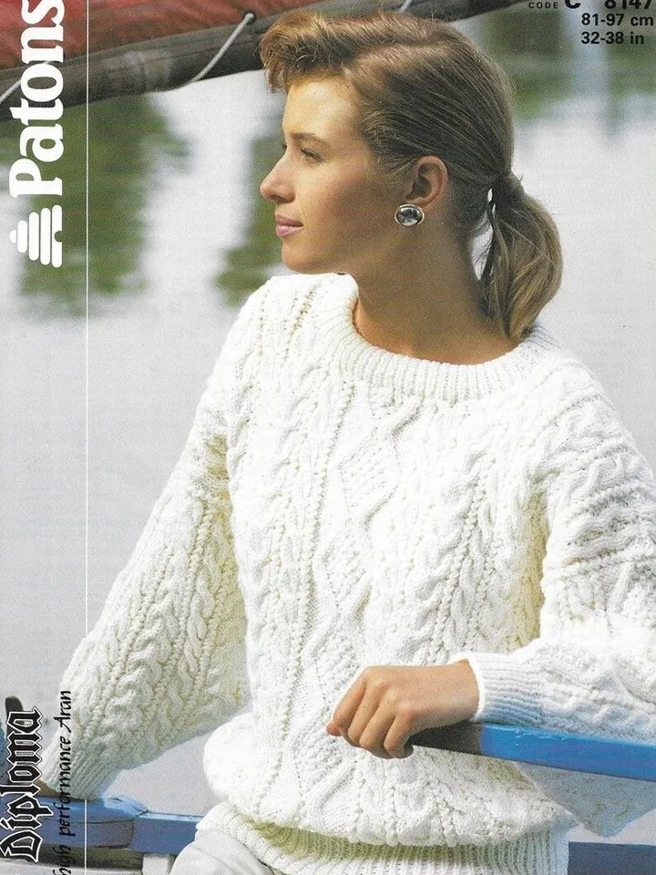 Sweater knitting pattern, aran sweater pattern, women sweater, chunky sweater pattern