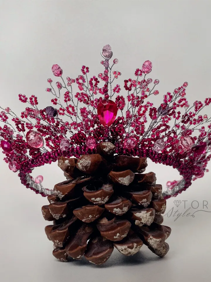 Dark pink crown, Pink tiara, Fuchsia crown, Raspberry tiara,Raspberry crown, Fuchsia tiara, Pink prom crown, Pink diadem