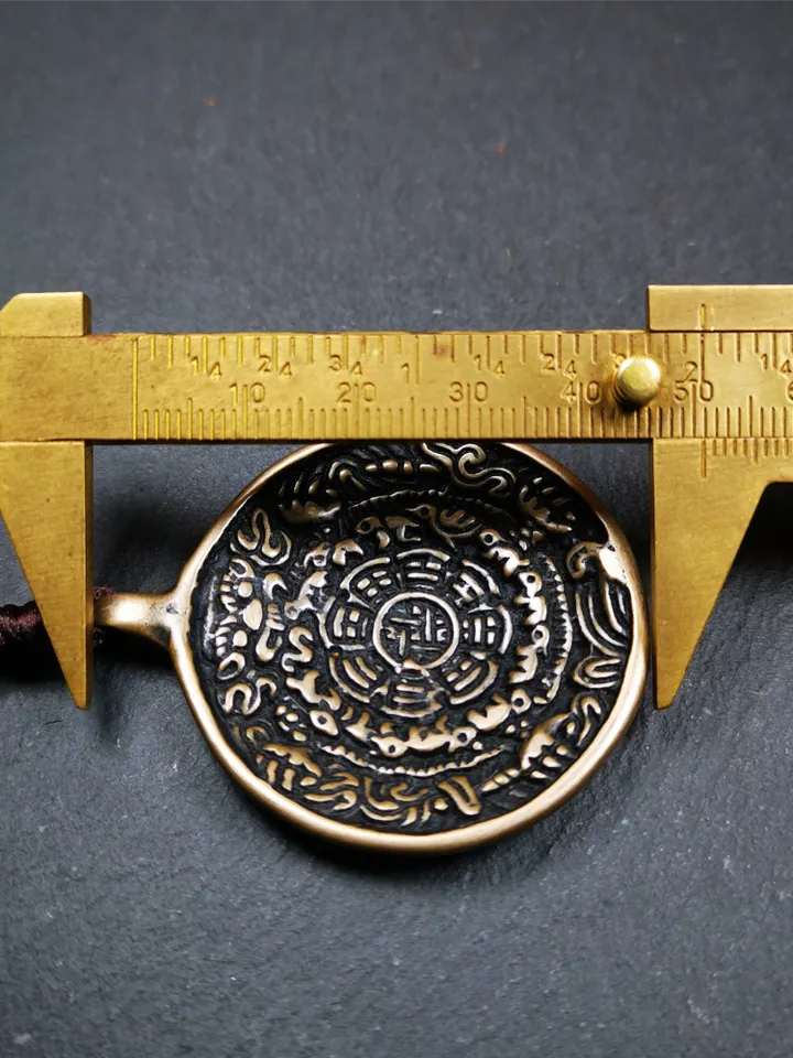Gandhanra Antique SIPAHO(srid pa ho) Amulet, Tibetan Buddhist Astrology Calendar Badge,12 zodiac Melong Mirror, Jiugong Bagua,30 Years Old